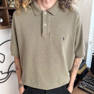Vintage 90s Tan Knit Polo by Ralph Lauren ~ Size XL